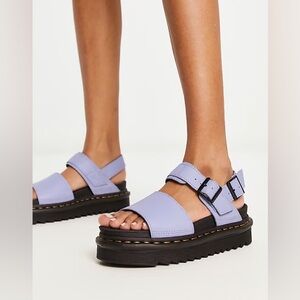 Dr. Martens | Voss Lavender Blue Leather Platform Sandals with Adjustable Straps
